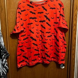 SHEIN Curve Orange Top with Black Bat Design